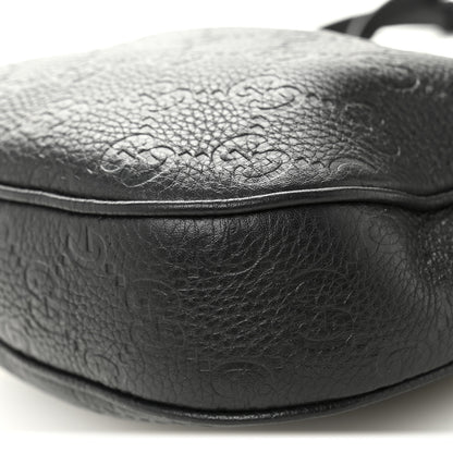 Gucci GG Grainy Calfskin Emblem Small Half Moon Shoulder Bag Black 10 of 10
