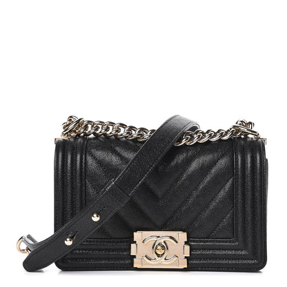 Chanel Caviar Chevron Quilted Small Boy Flap Black 1 of 12