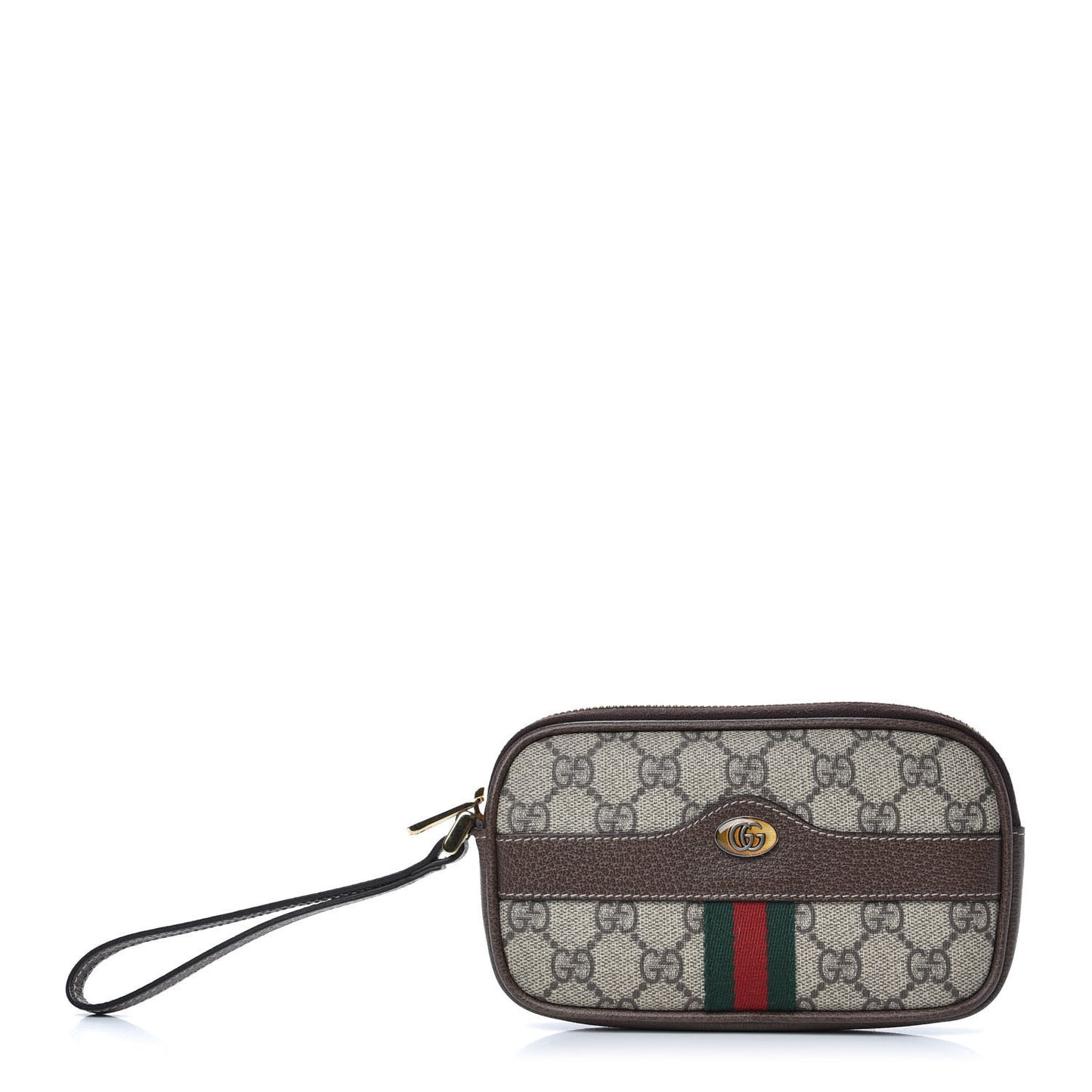 GG Supreme Monogram Ophidia Phone Case Wristlet Brown