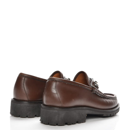 Gucci Laredo Calfskin Womens Horsebit Lug Sole Loafers 37.5 Brown 4 of 8