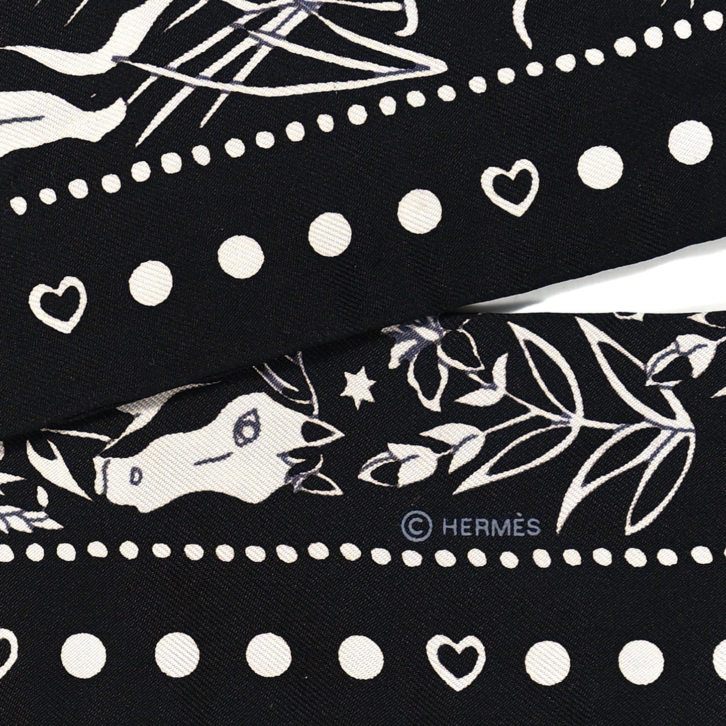 Silk Peuple Du Vent Bandana Twilly Black White