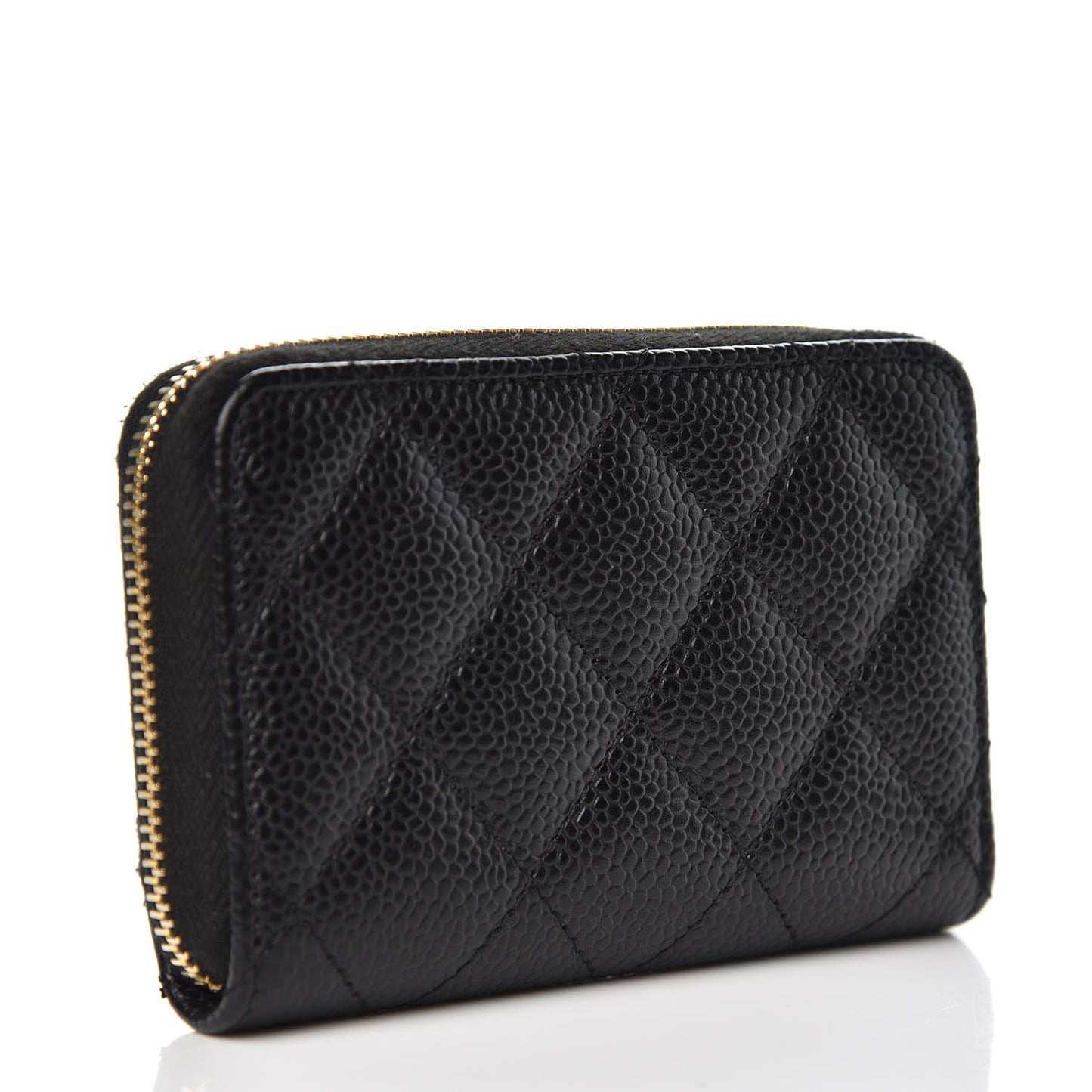 Caviar Quilted Zip Coin Purse Black
