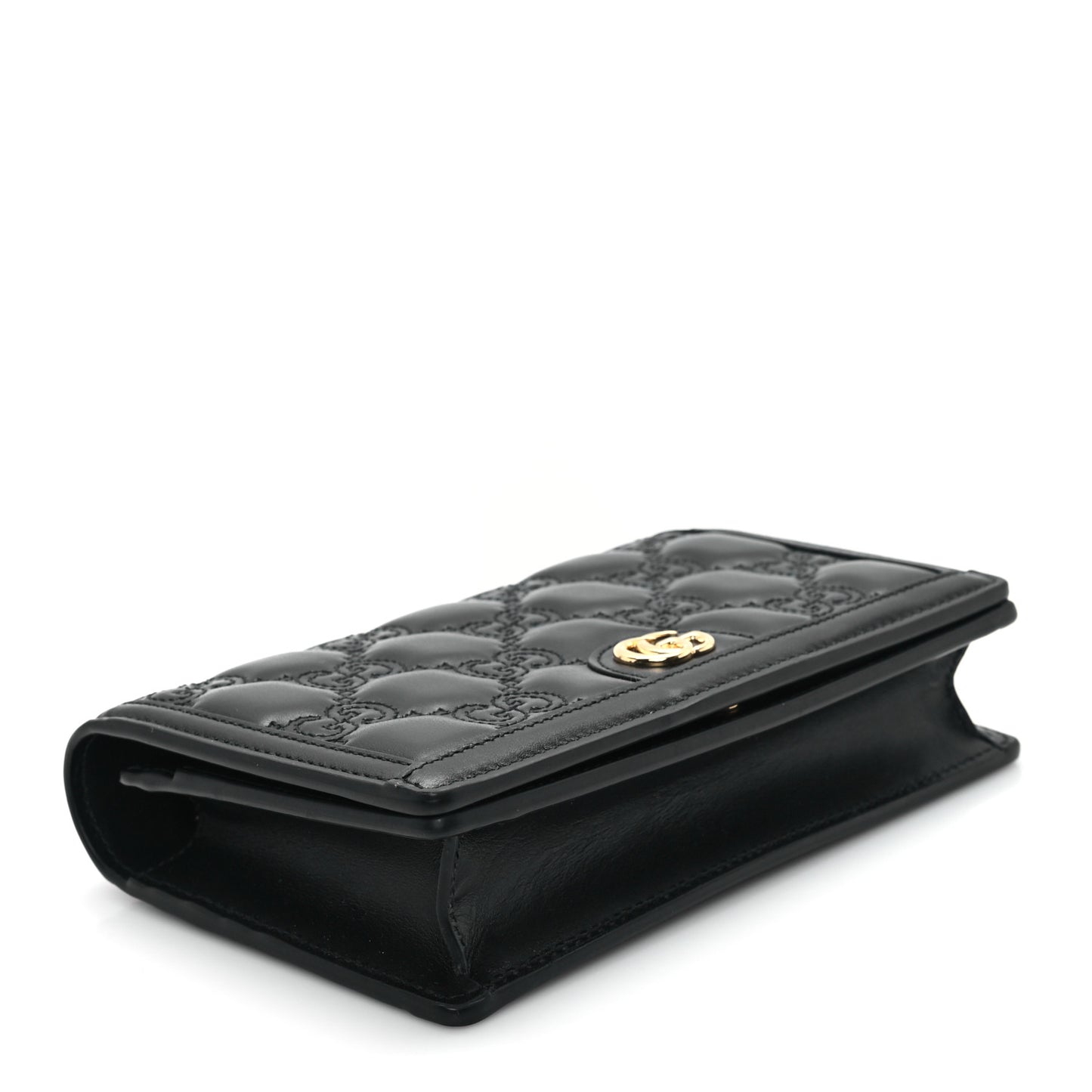 Calfskin GG Matelasse Chain Wallet Black