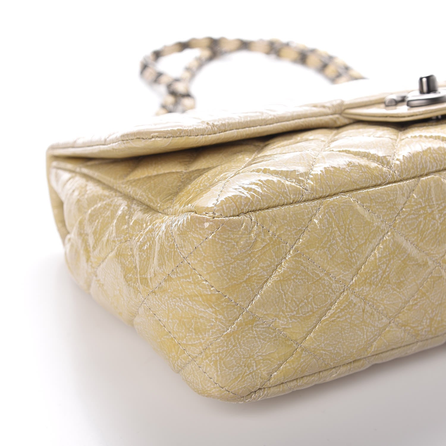 Chanel Crinkled Patent Quilted Jumbo Single Flap Light Beige 10 of 14