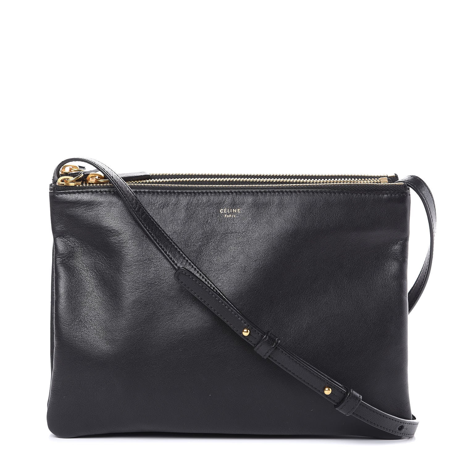 Celine Lambskin Large Trio Crossbody Bag Black 1 of 12