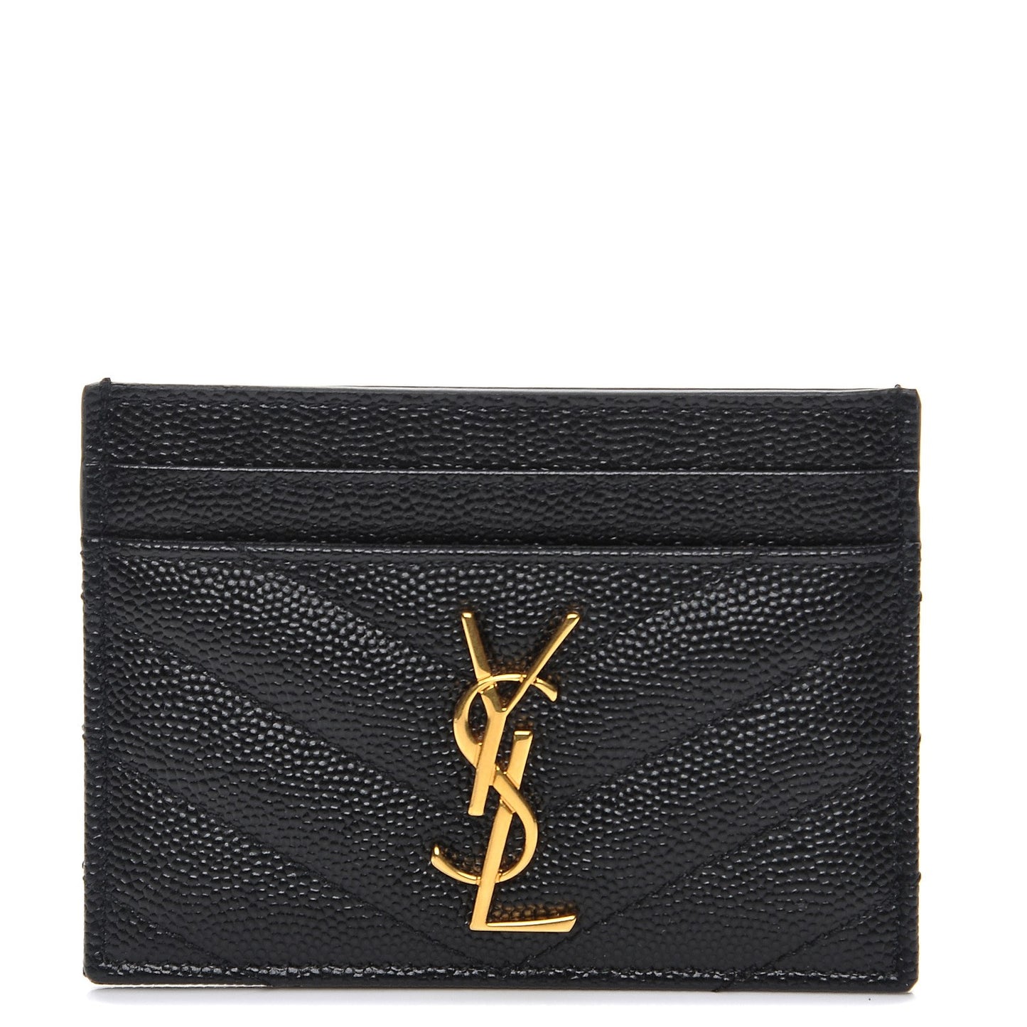 Grain De Poudre Matelasse Chevron Monogram Credit Card Case Black