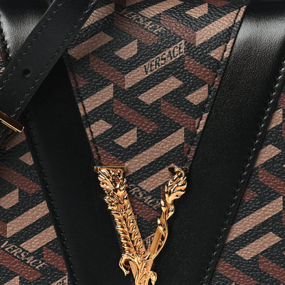 Versace Coated Canvas La Greca Signature Shoulder Bag Black 7 of 9
