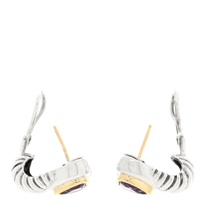 David Yurman Sterling Silver 14K Yellow Gold Amethyst Shrimp Heart Earrings 3 of 4