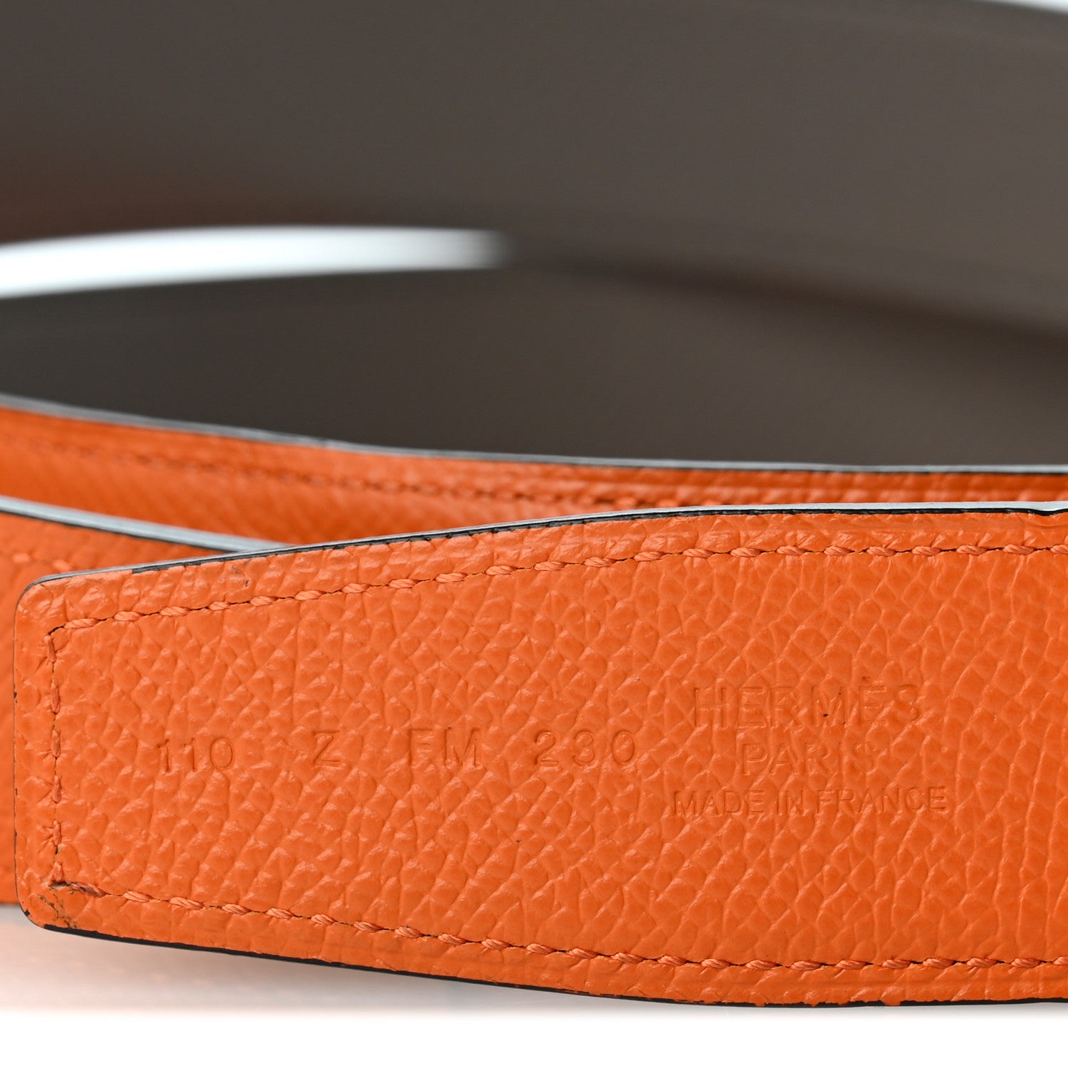 Hermes Epsom Reversible 38mm Belt Strap 110 44 Gris Etain Orange 5 of 6