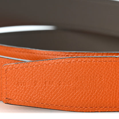Hermes Epsom Reversible 38mm Belt Strap 110 44 Gris Etain Orange 5 of 6
