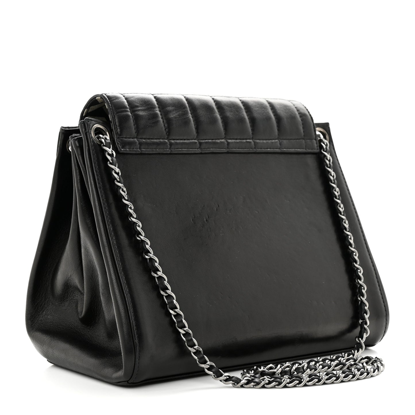 Lambskin Chocolate Bar Accordion Mademoiselle Flap Black