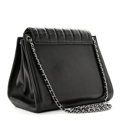Chanel Lambskin Chocolate Bar Accordion Mademoiselle Flap Black 3 of 14