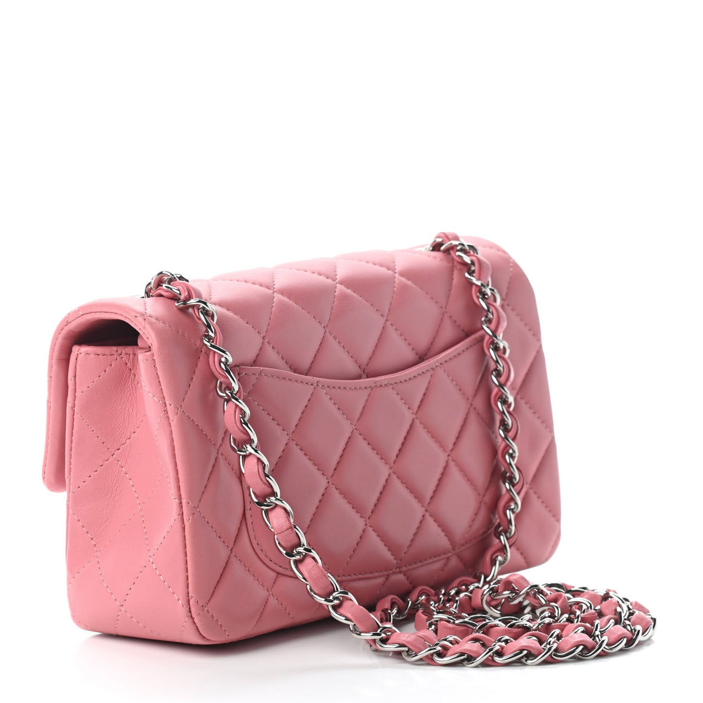 Lambskin Quilted Mini Rectangular Flap Pink