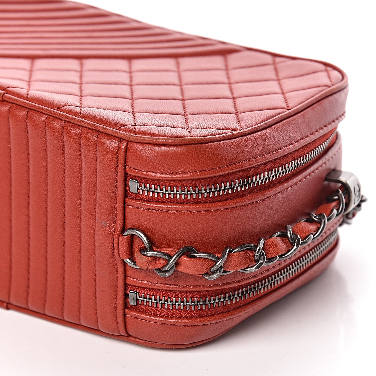 Chanel Lambskin Quilted Small Coco Boy Camera Case Red 10 of 11