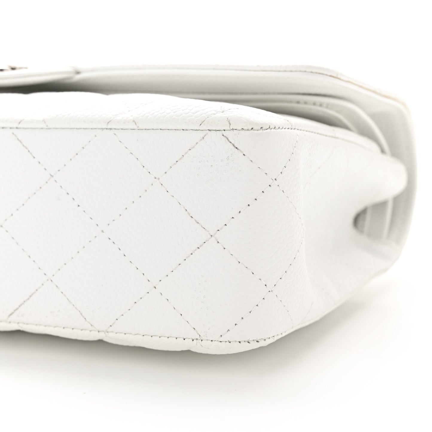 Caviar Quilted Medium Double Flap White