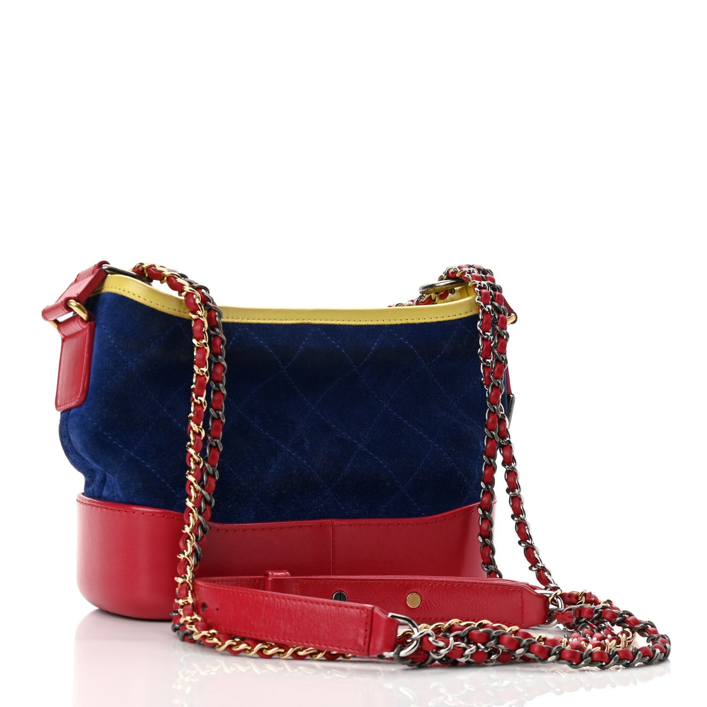 Suede Calfskin Quilted Small Gabrielle Hobo Red Blue Yellow