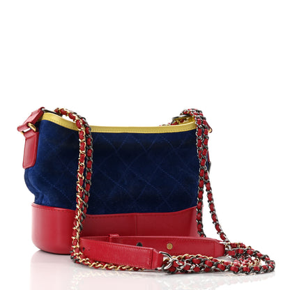 Chanel Suede Calfskin Quilted Small Gabrielle Hobo Red Blue Yellow 3 of 10