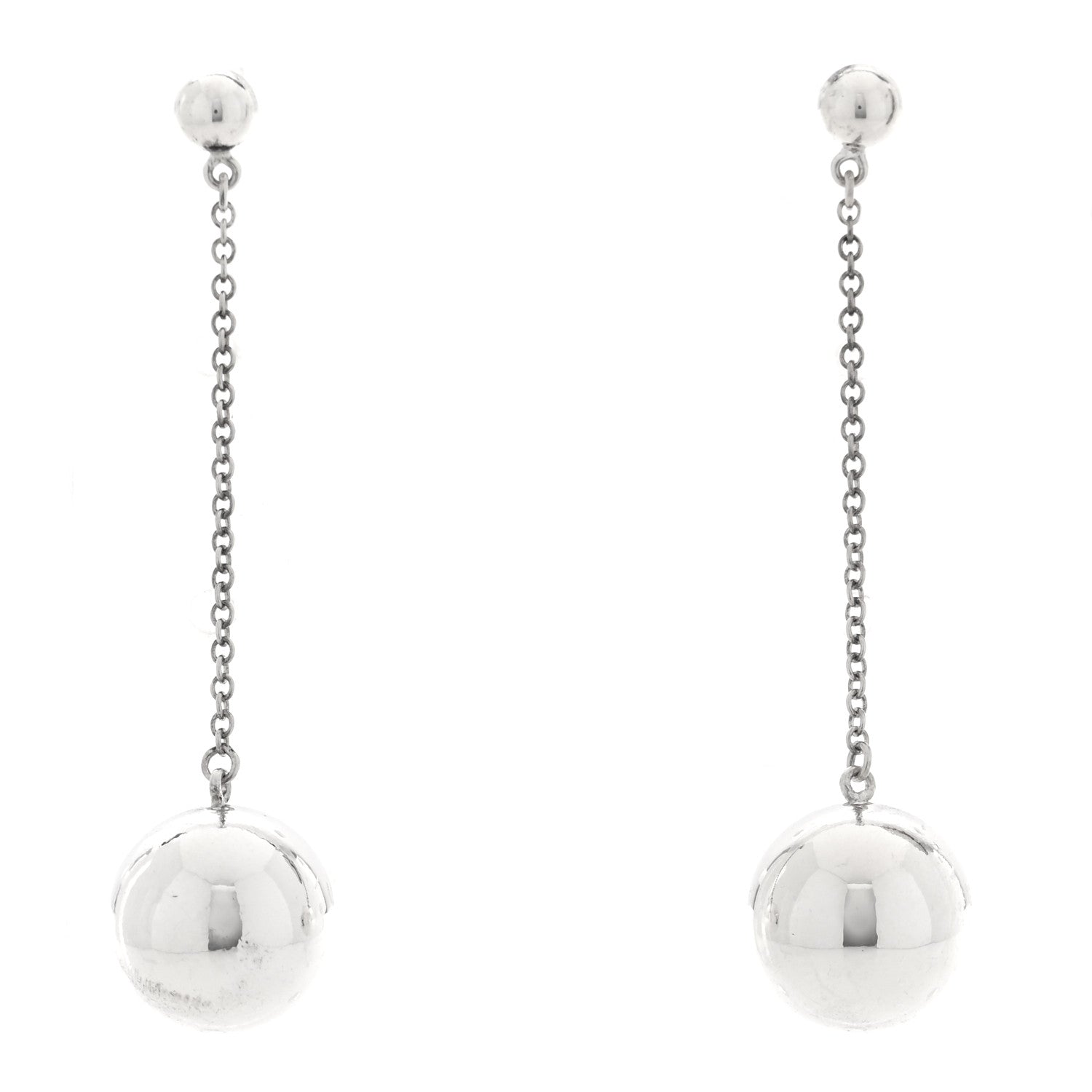 Tiffany Sterling Silver 10mm HardWear Ball Drop Earrings 1 of 4