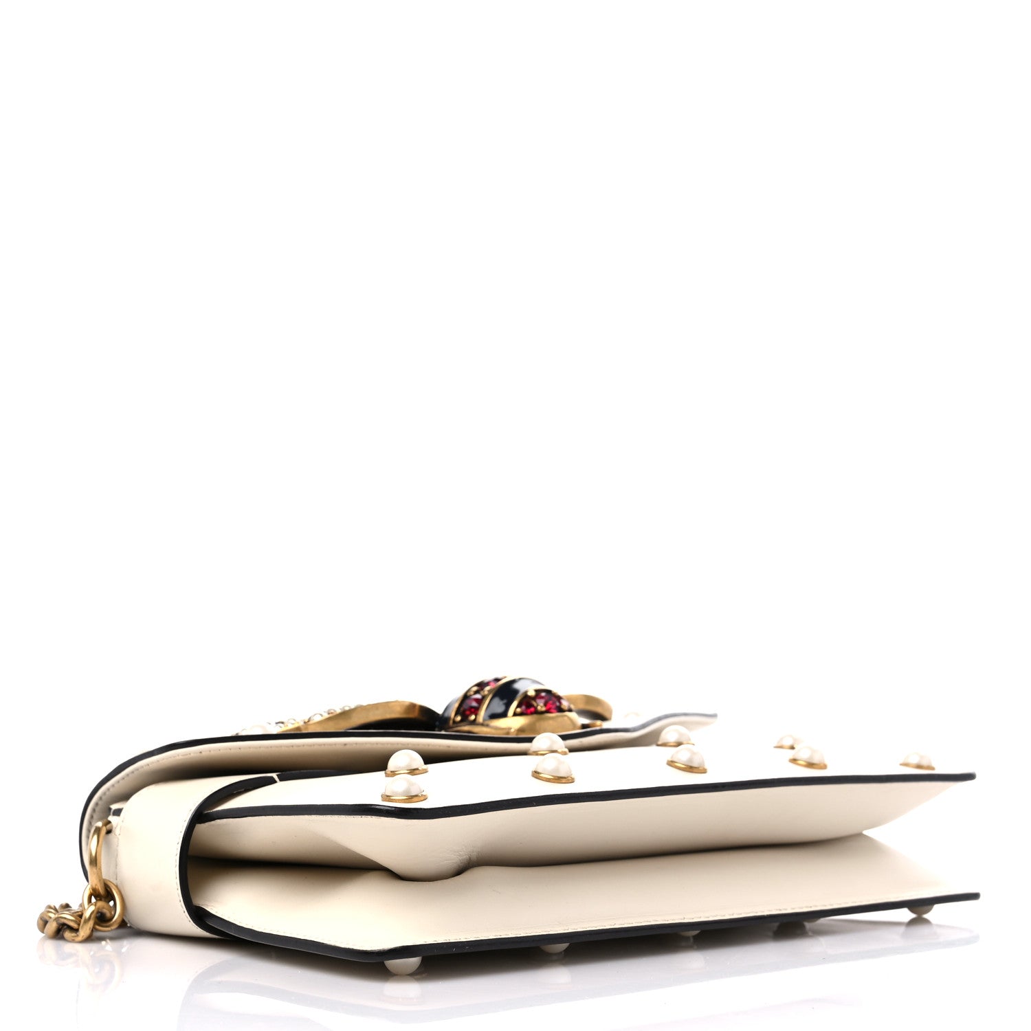 Gucci Nappa Pearl Studded Mini Queen Margaret Broadway Shoulder Bag Mystic White 4 of 14