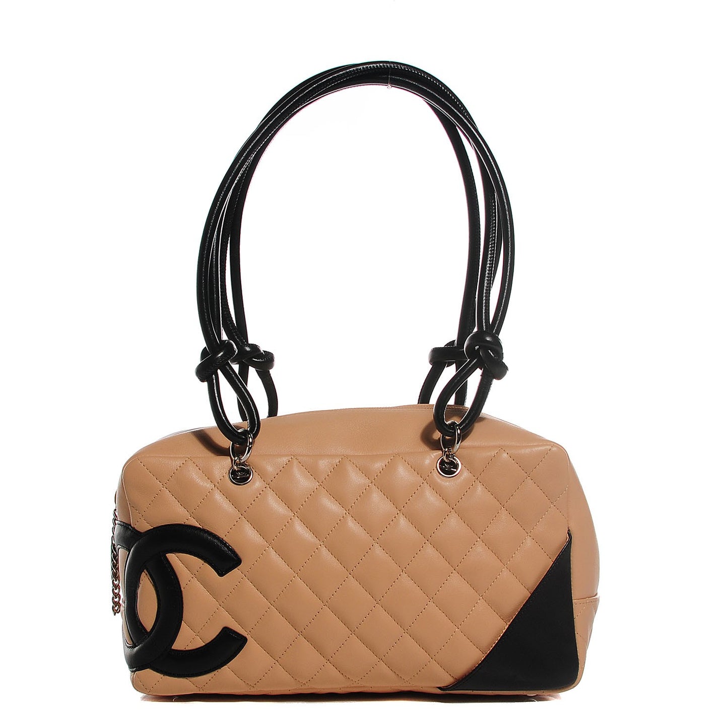 Calfskin Quilted Large Cambon Bowler Beige Black