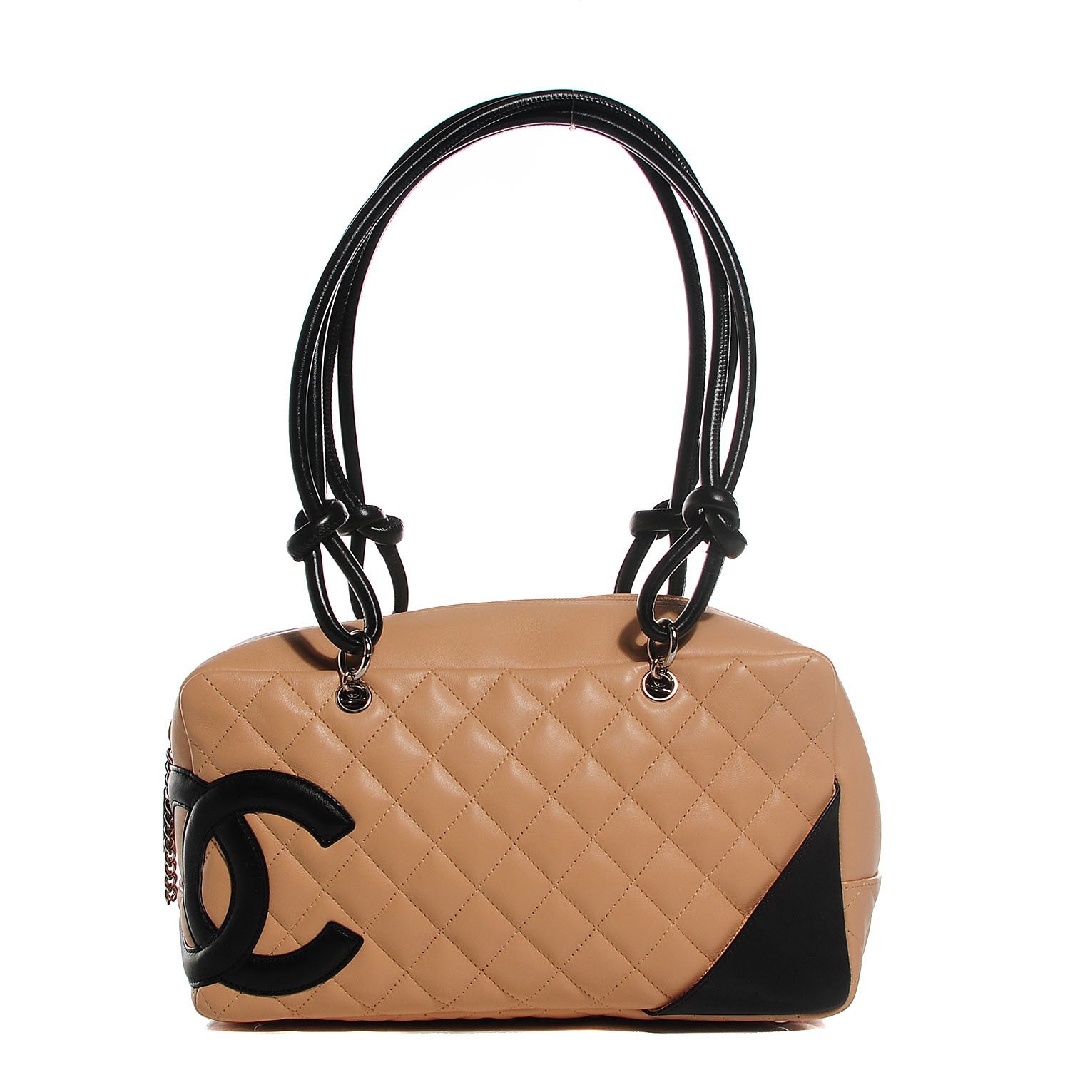 Chanel Calfskin Quilted Large Cambon Bowler Beige Black 1 of 7