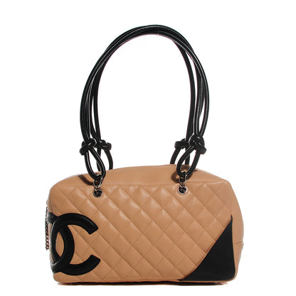 Chanel Calfskin Quilted Large Cambon Bowler Beige Black 1 of 7