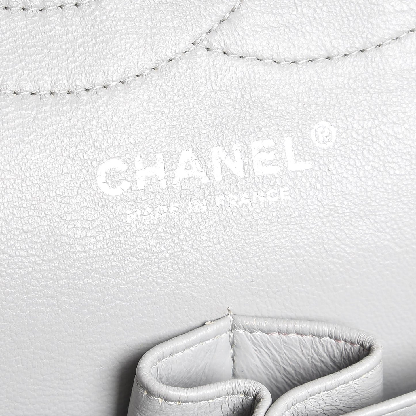 Caviar Quilted Jumbo Double Flap Light Grey