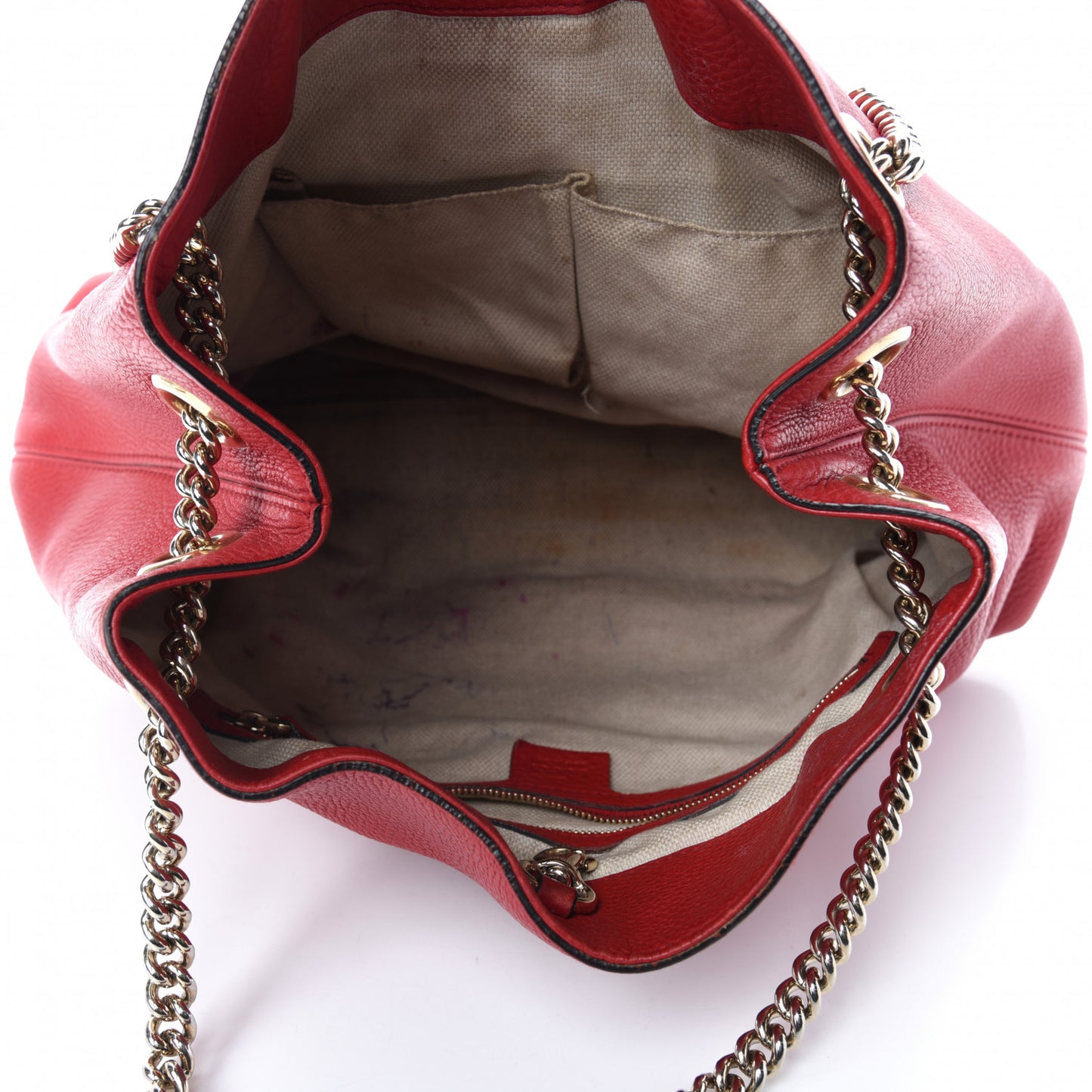 Pebbled Calfskin Medium Soho Chain Shoulder Bag Tabasco Red