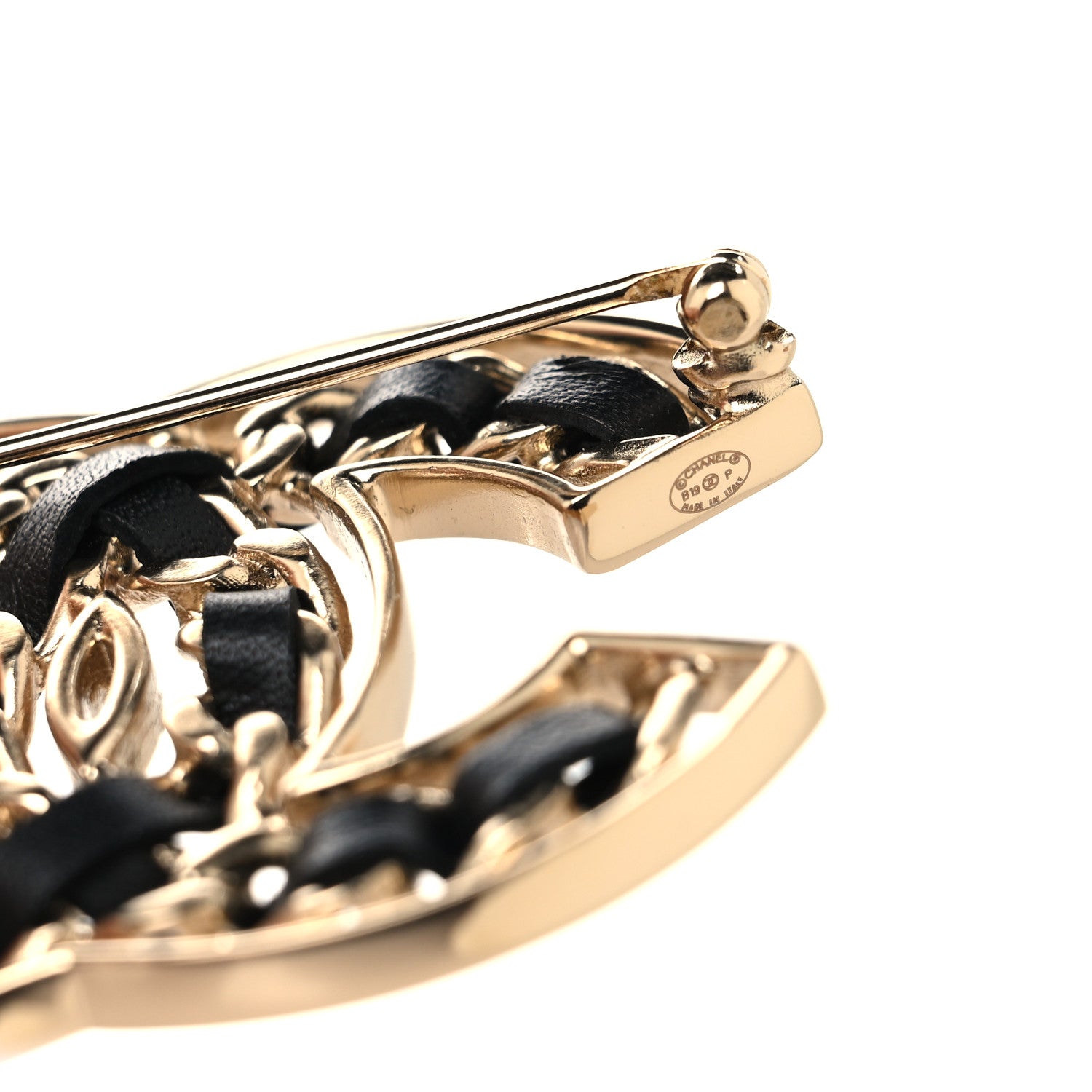 Chanel Lambskin Chain CC Brooch Black Gold 3 of 3