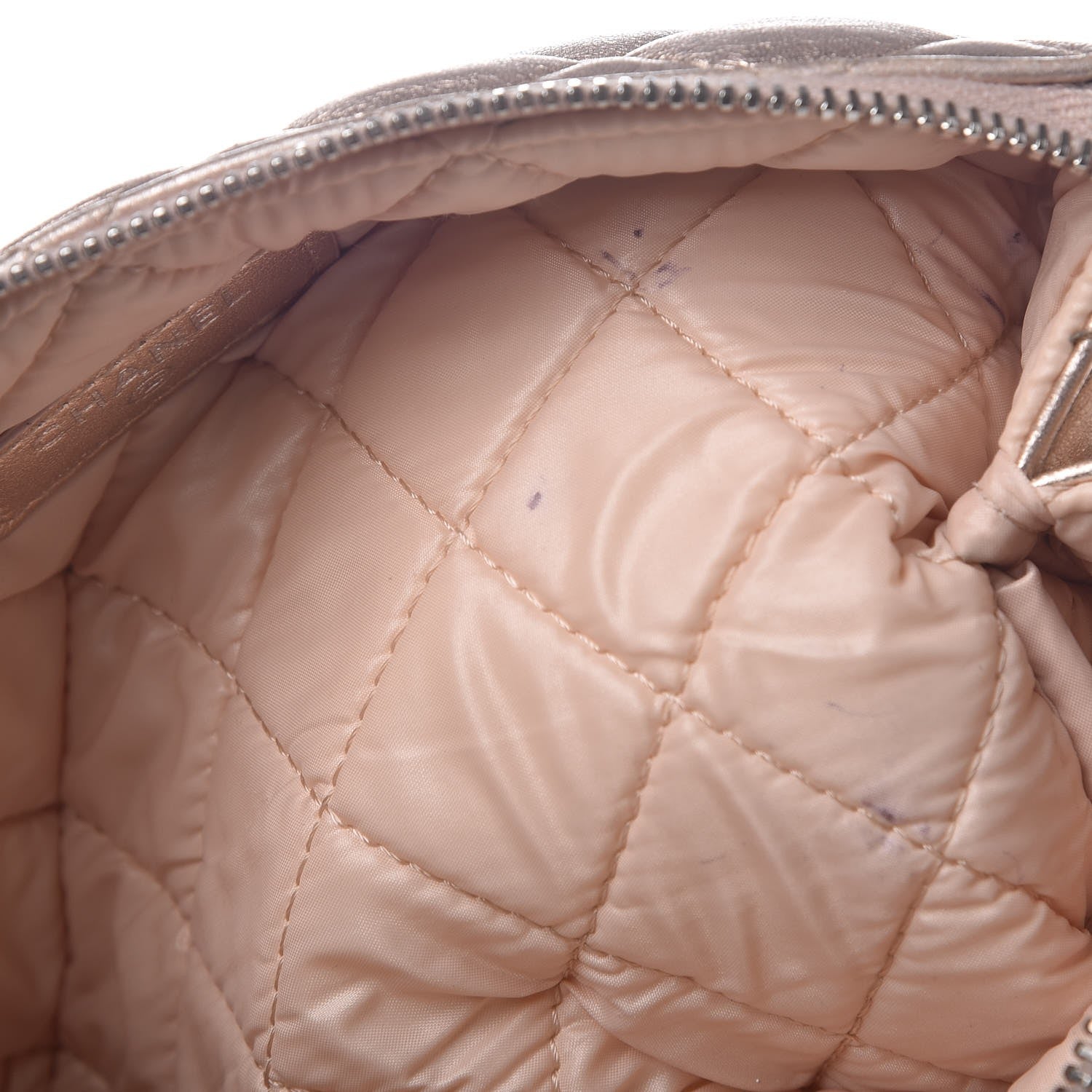 Chanel Metallic Lambskin Quilted Small Cosmetic Pouch Light Pink 12 of 12