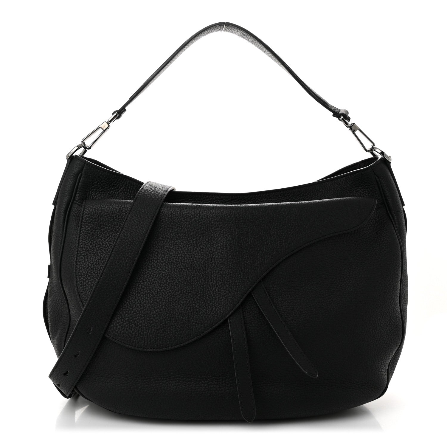 Christian Dior Grained Calfskin Saddle Soft Bag Black 2 of 19