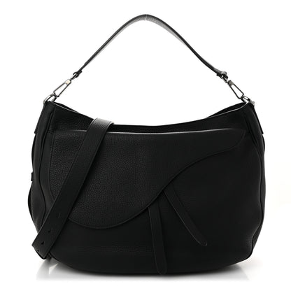 Christian Dior Grained Calfskin Saddle Soft Bag Black 2 of 19
