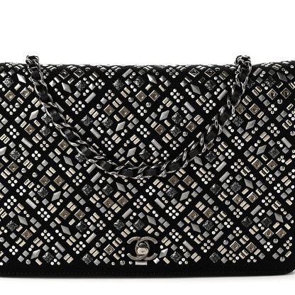 Chanel Lambskin Embellished Quilted Wallet On Chain WOC Black 8 of 10