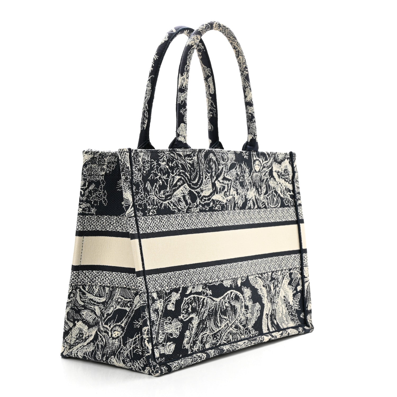 Christian Dior Canvas Embroidered Medium Toile De Jouy Reverse Book Tote Blue 3 of 11