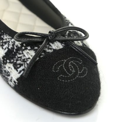 Chanel Tweed Cap Toe Ballerina Flats 36 Black White Black 12 of 13