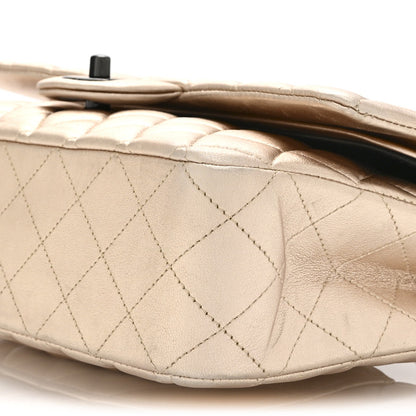 Chanel Metallic Lambskin Quilted Medium Double Flap Gold Black 10 of 10
