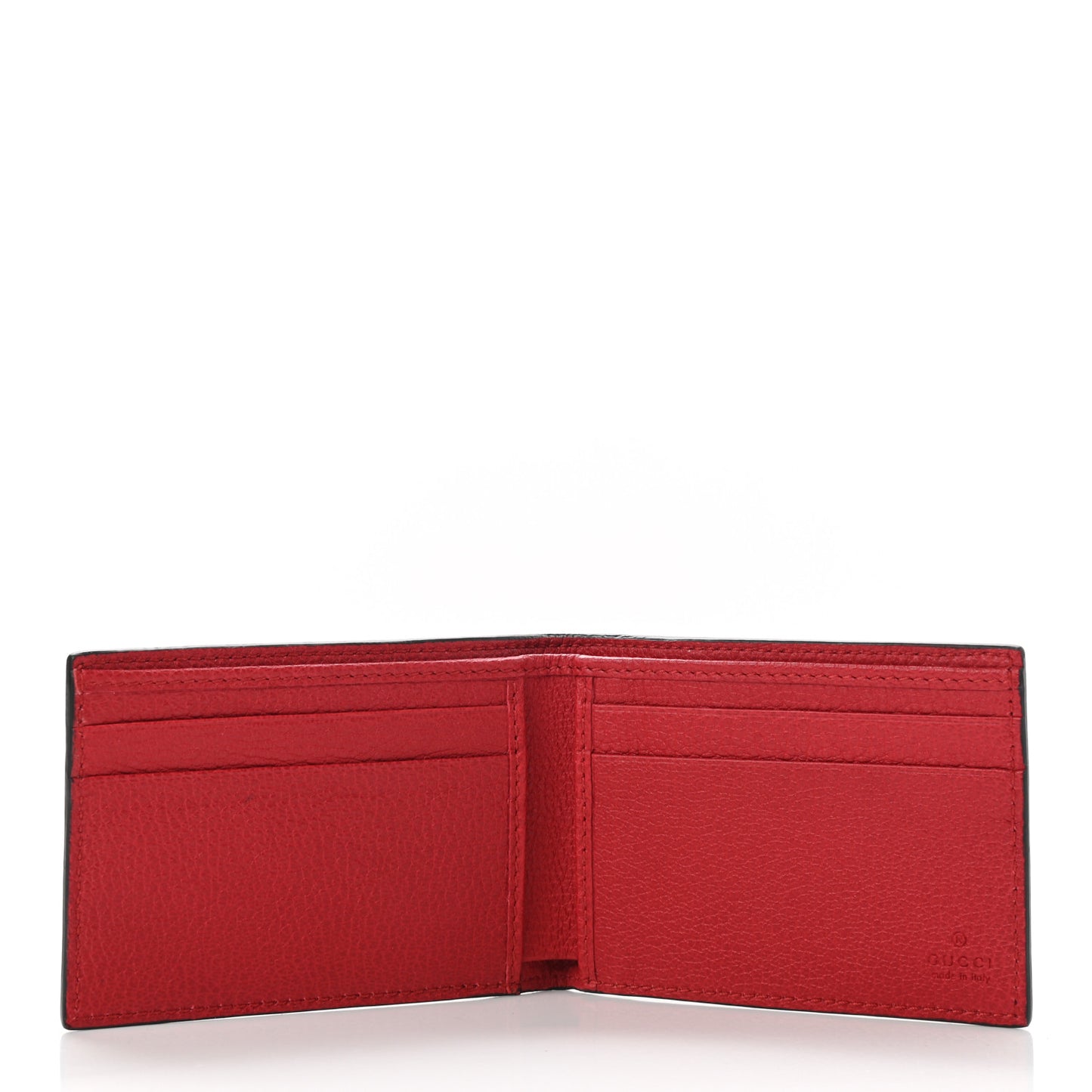 Calfskin Logo Bi-Fold Short Wallet Red