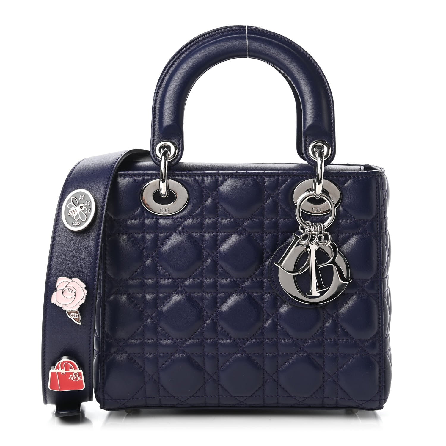 Christian Dior Lambskin Cannage Small Lucky Badges My Lady Dior Navy 1 of 11