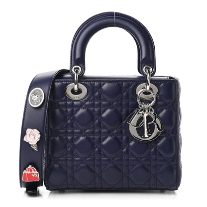 Christian Dior Lambskin Cannage Small Lucky Badges My Lady Dior Navy 1 of 11