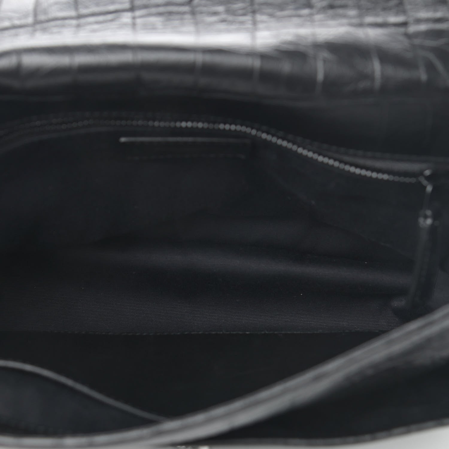 Saint Laurent Crocodile Embossed Lambskin Monogram Medium Niki Chain Satchel Black 5 of 10