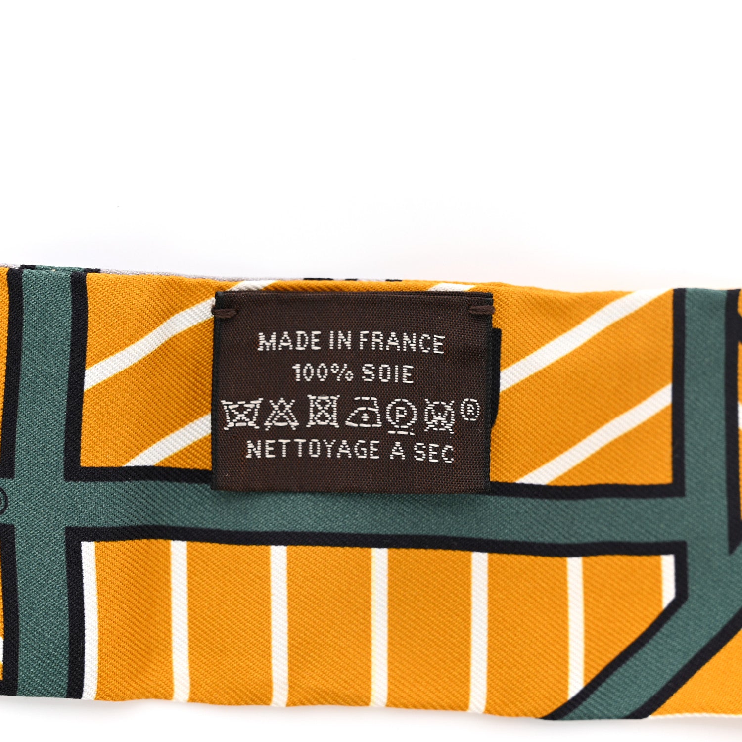Hermes Silk Quadrige Bayadere Twilly Ocre Gris Vert 3 of 5