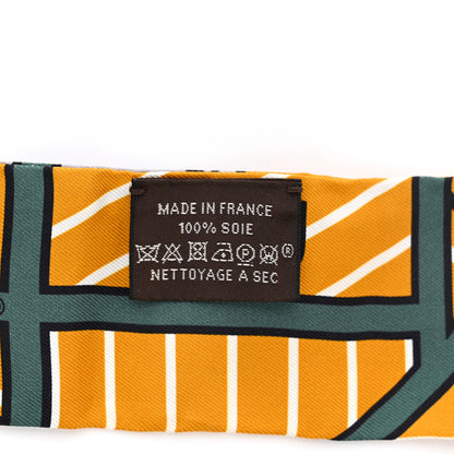 Hermes Silk Quadrige Bayadere Twilly Ocre Gris Vert 3 of 5