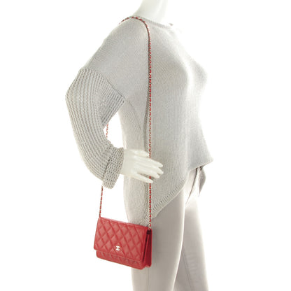Chanel Caviar Quilted Wallet On Chain WOC Dark Red 2 of 8
