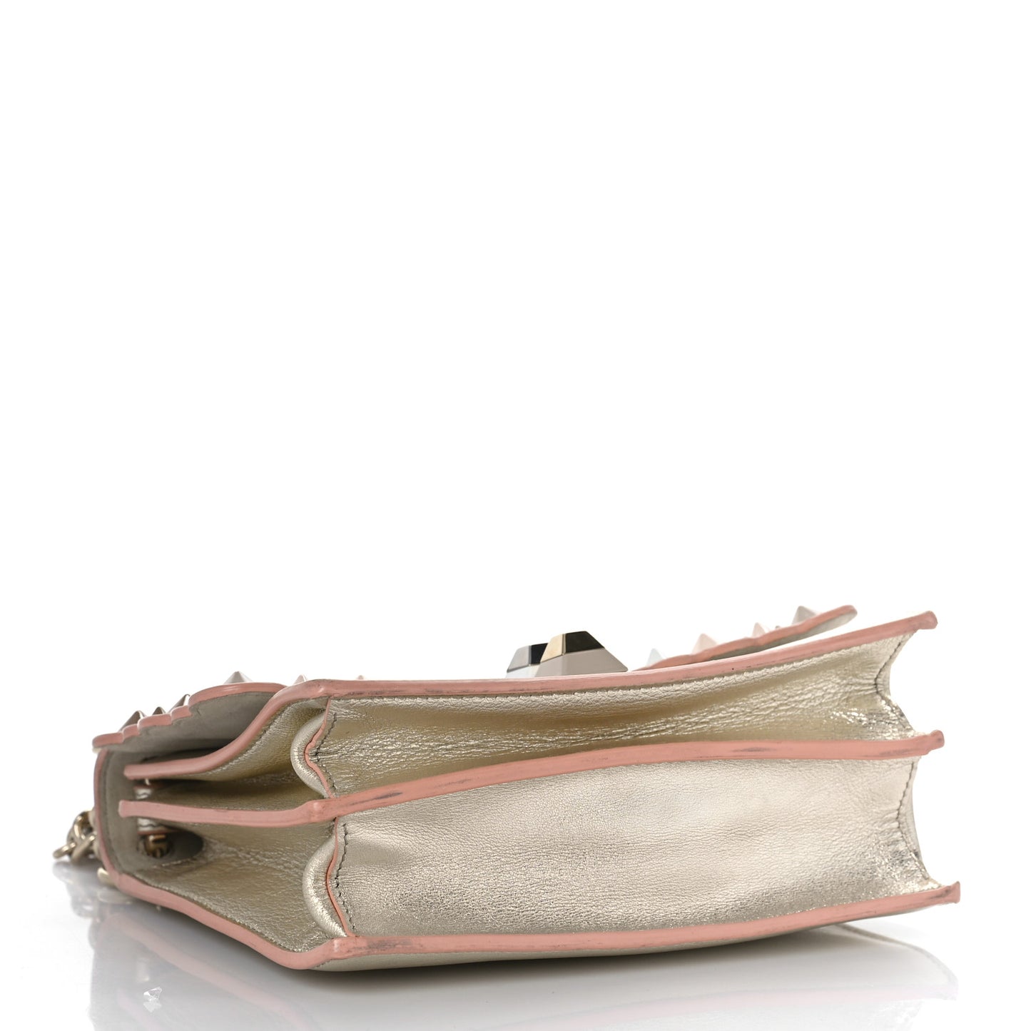 Vitello Catalan Mirror Scalloped Multi Studded Small Kan I Shoulder Bag Champagne