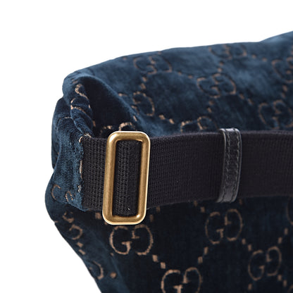 Gucci Velvet GG Monogram Web Belt Bag Blue Beige 10 of 11
