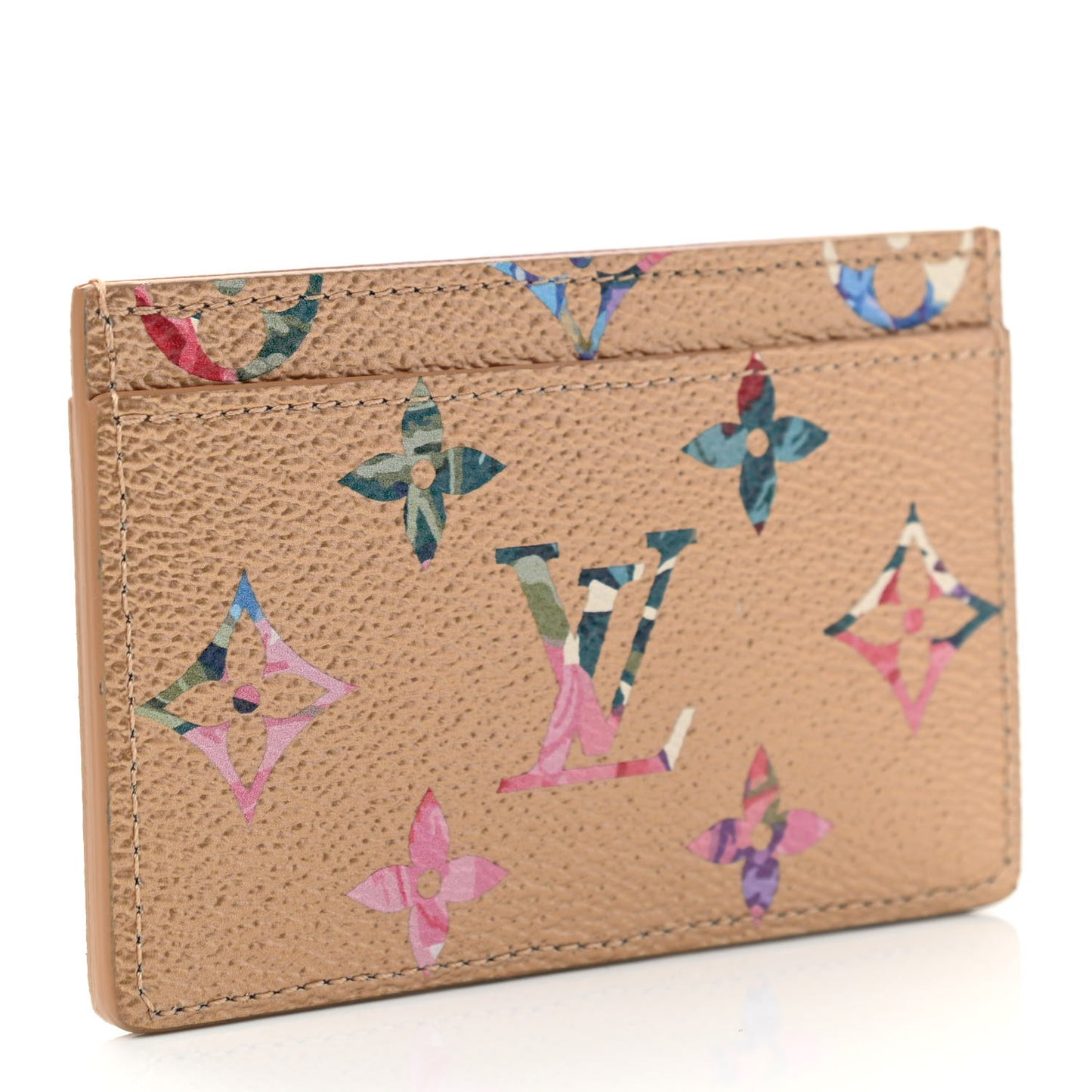 Metallic Monogram LV Garden Card Holder Gold