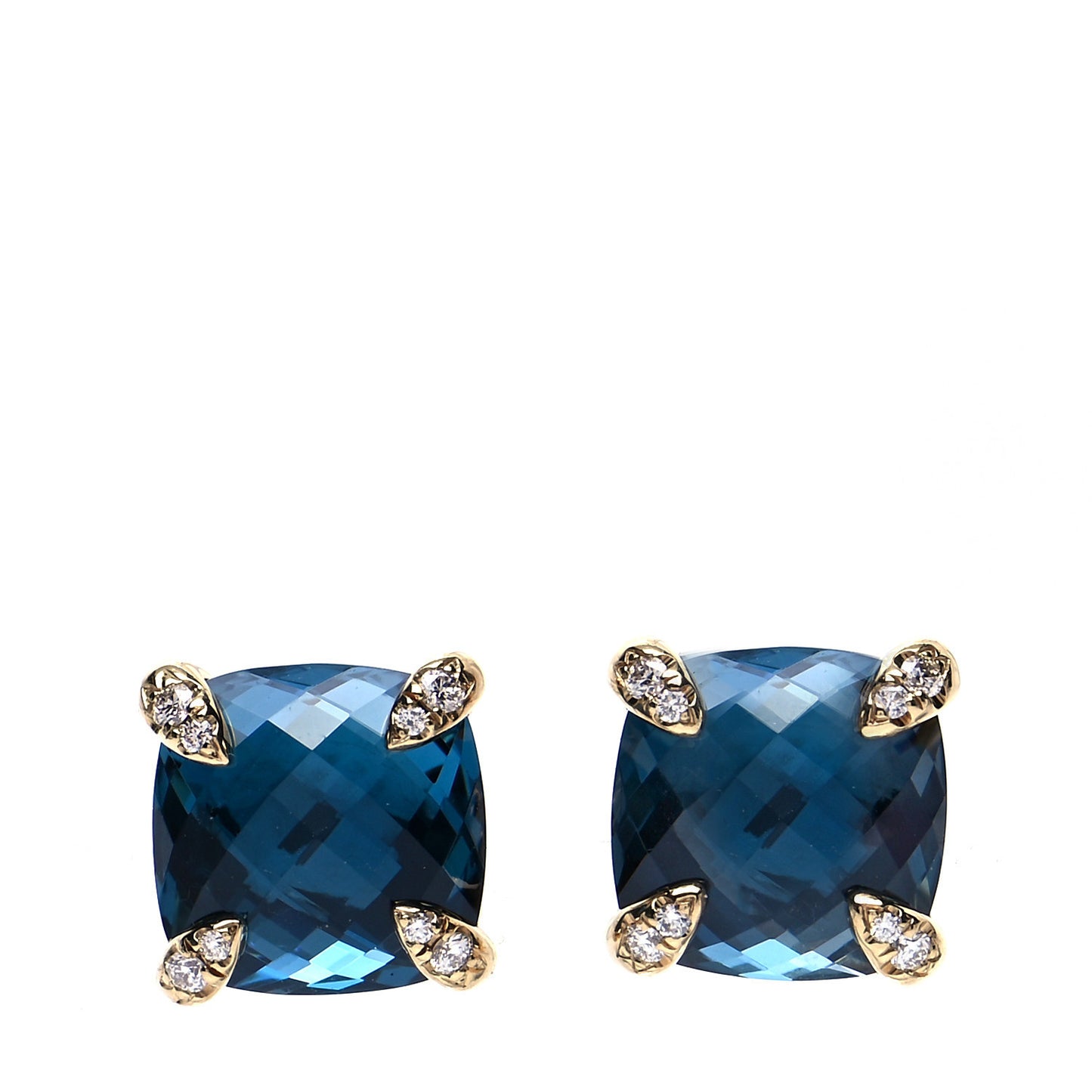 18K Yellow Gold Hampton Blue Topaz Diamond Chatelaine Earrings