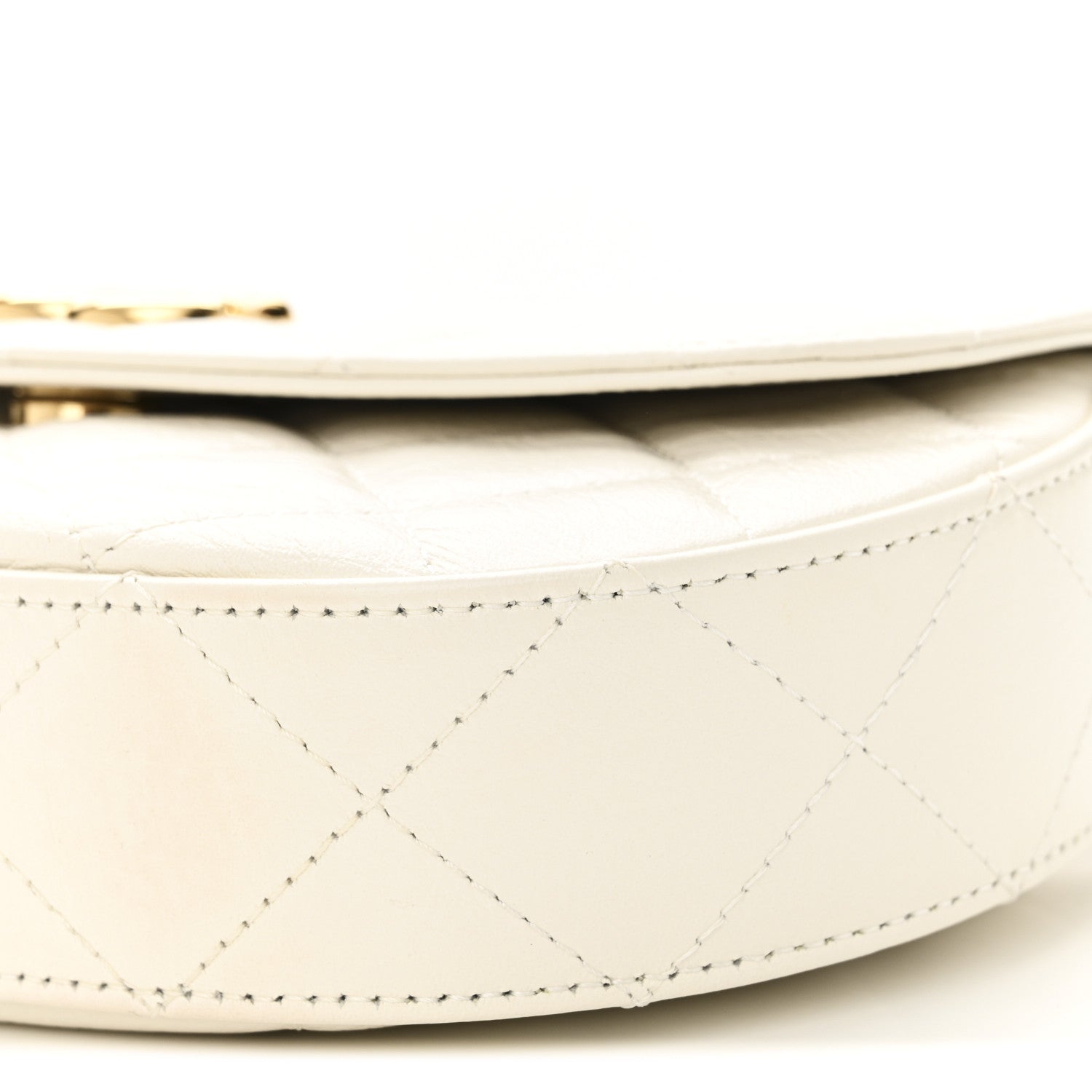 Chanel Shiny Aged Calfskin Quilted Top Handle Clutch With Chain White 10 of 11