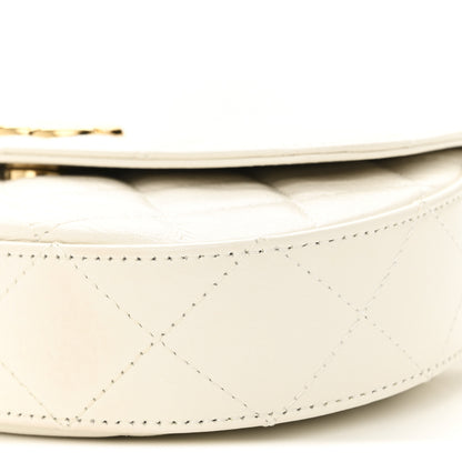 Chanel Shiny Aged Calfskin Quilted Top Handle Clutch With Chain White 10 of 11