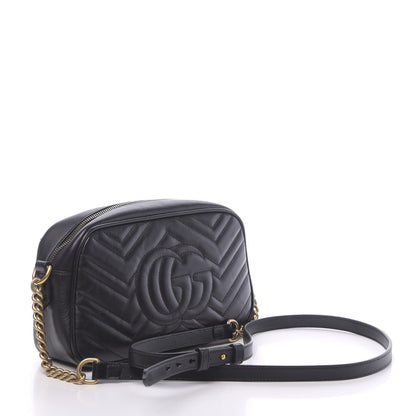 Gucci Calfskin Matelasse Small GG Marmont Chain Shoulder Bag Black 3 of 11